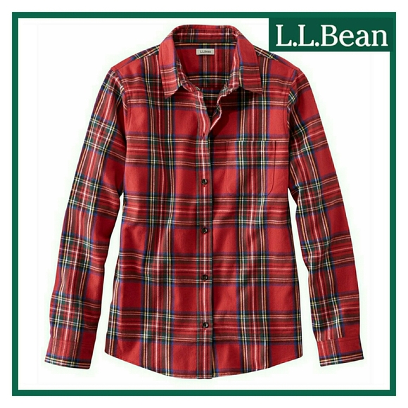 L.L. Bean Tops - L.L. Bean Women's Scotch Plaid Red Flannel (S)